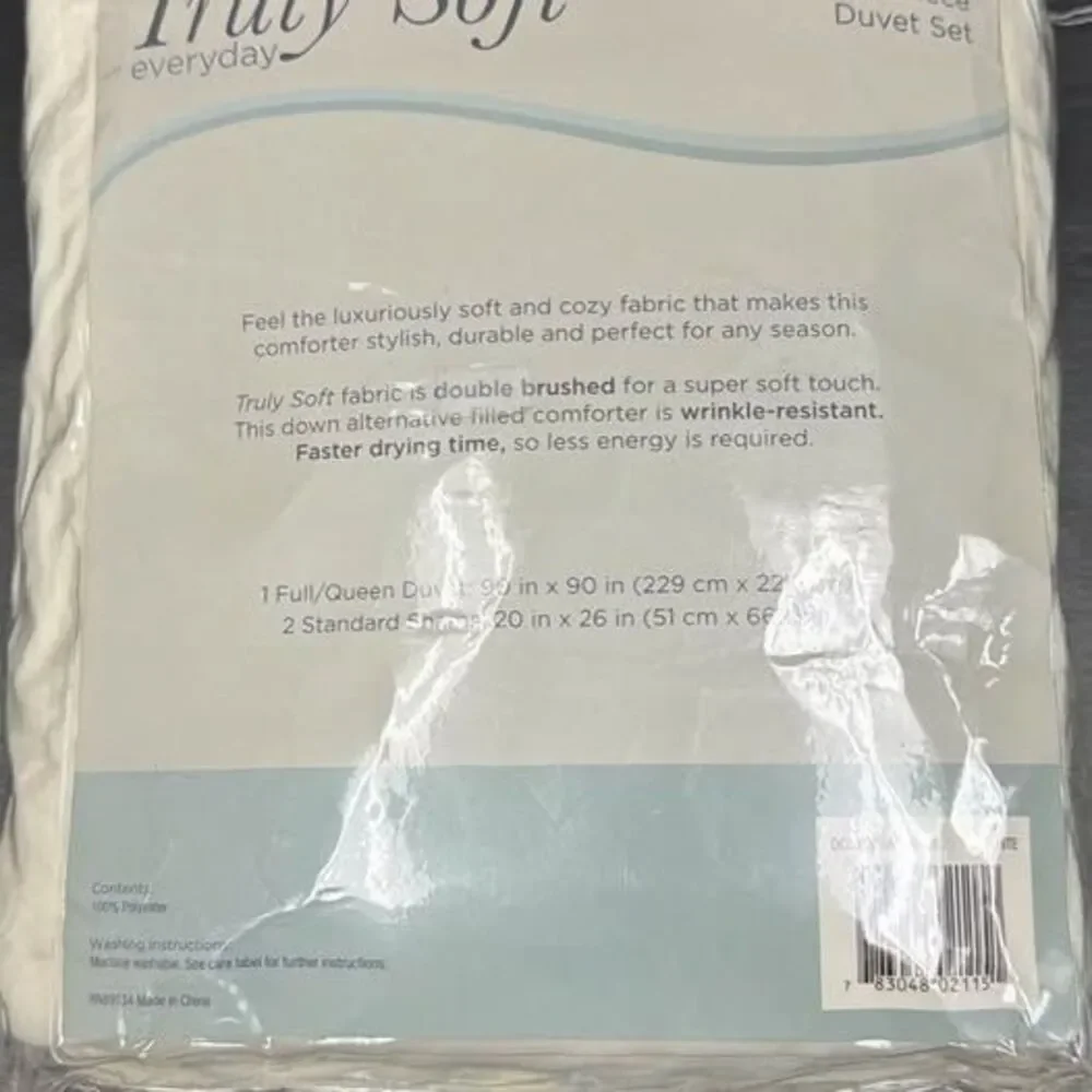 3 Piece Duvet Set Truly Soft Pinch Pleat Ivory (Duvet Set, Not A Comforter) NEW